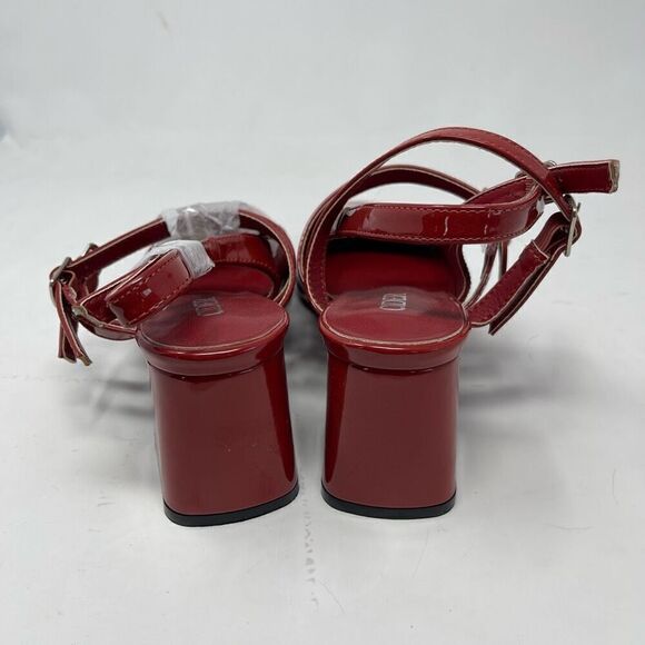 Cider Patent Red Strappy Point Toe Slingback Chunky Heels Size 38 NWOT - Picture 4 of 6